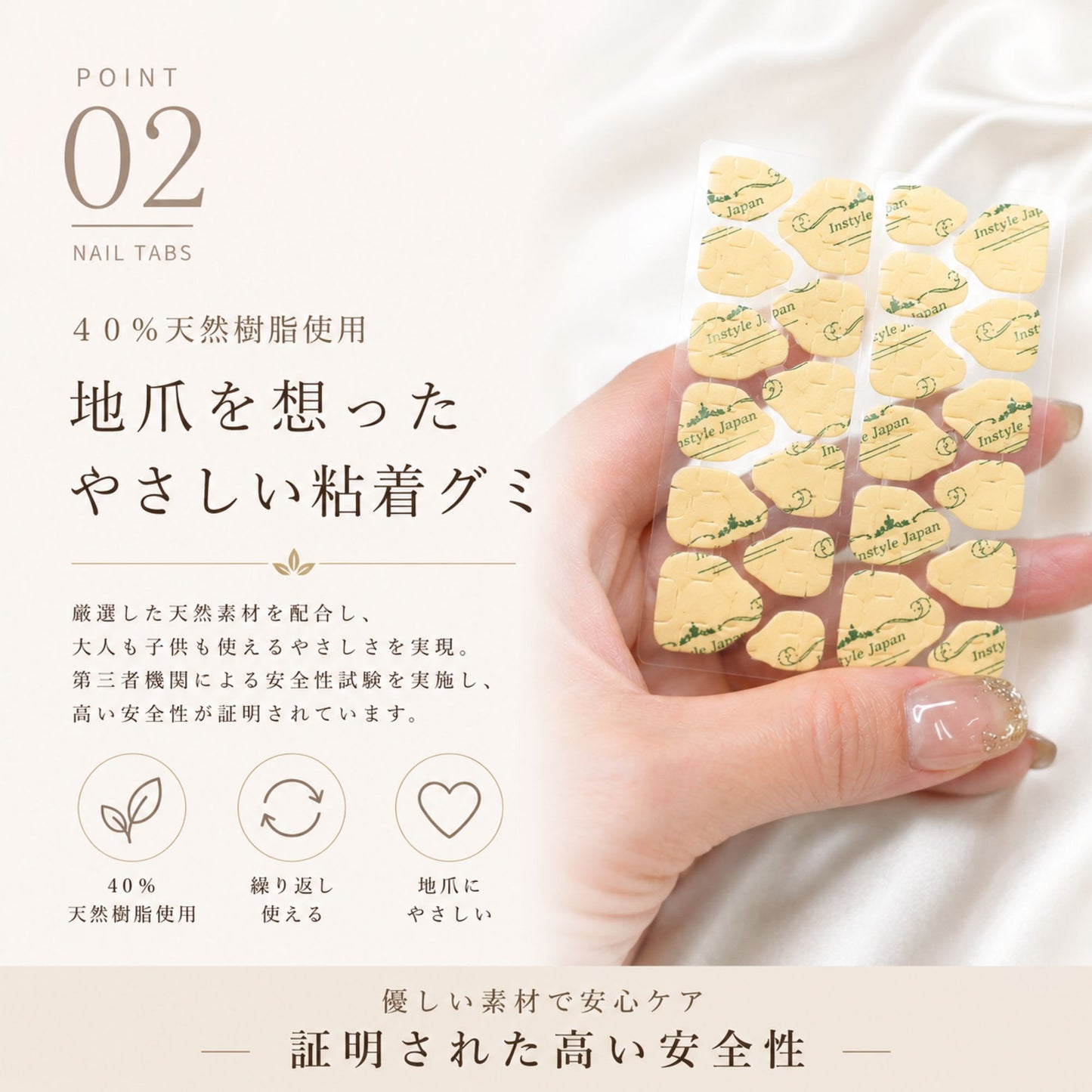 ネイルチップ用 粘着グミ 288枚入り｜強力接着・最大10日間長持ち｜繰り返し使える 爪に優しい 安心素材 ネイルシール 付け爪用