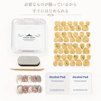 スパークルベージュ｜ローズグリッター×シャンパンベージュ ネイルチップ