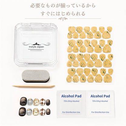 カフェグリッター｜スモーキーブラウンマグネット×ゴールドネイルチップ